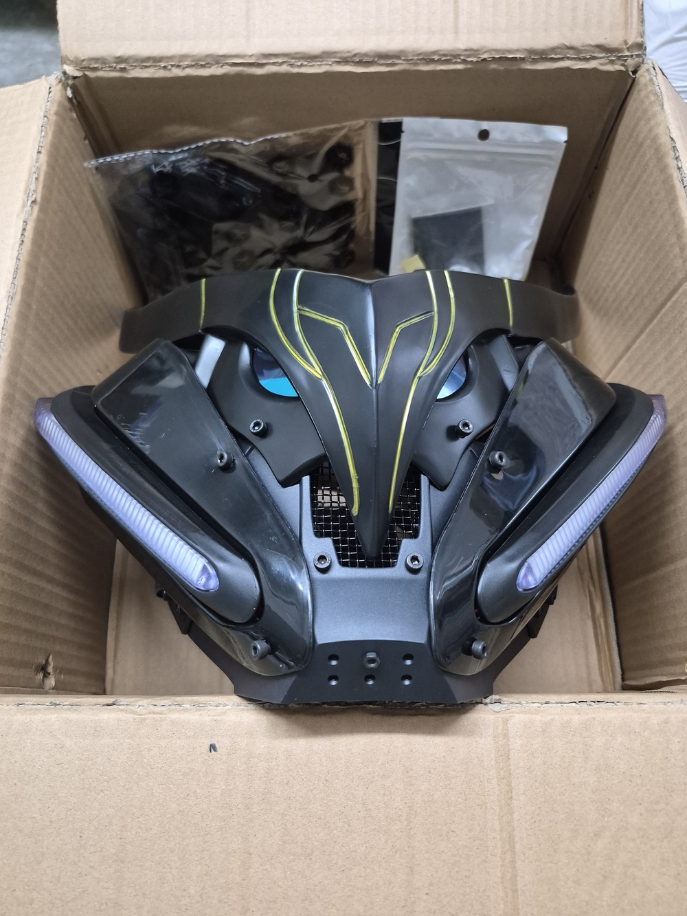 Black and Neon Green VR Mask - Futuristic Gaming Faceplate